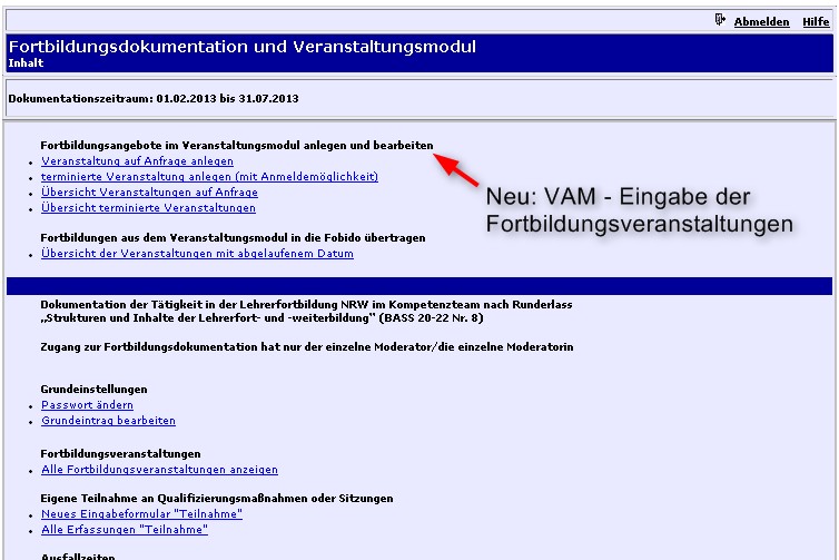 Ansicht der Fobido-Startseite nach Erstanmeldung und Grundeintrag