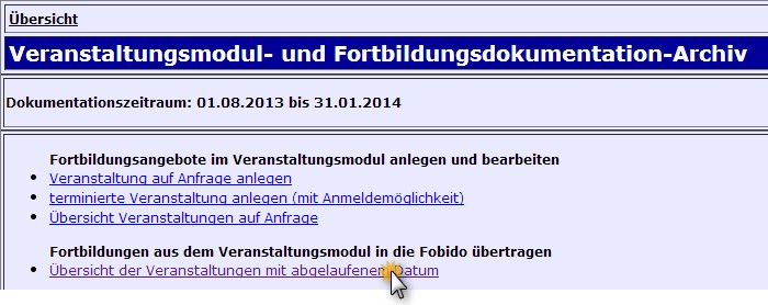 bersicht Archiv VAM und Fobido